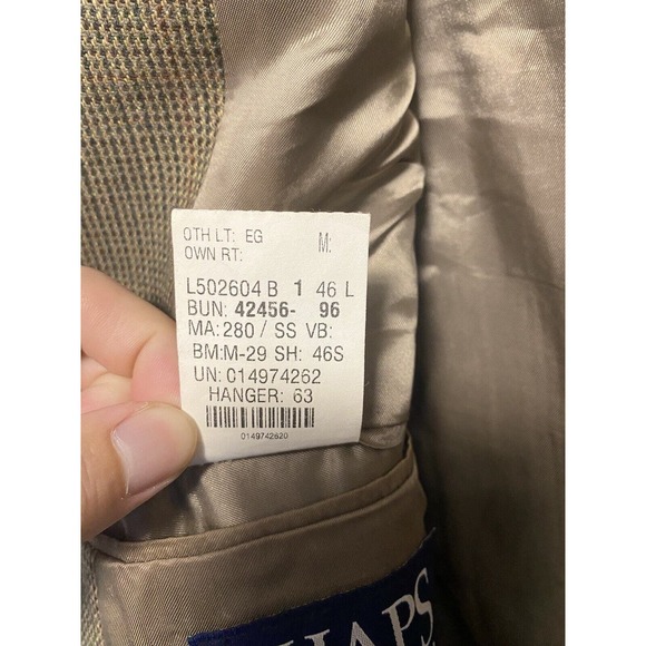 Vintage Chaps Ralph Lauren Men’s 100% Lambs Wool Houndstooth Blazer Size 46L - Picture 5 of 6